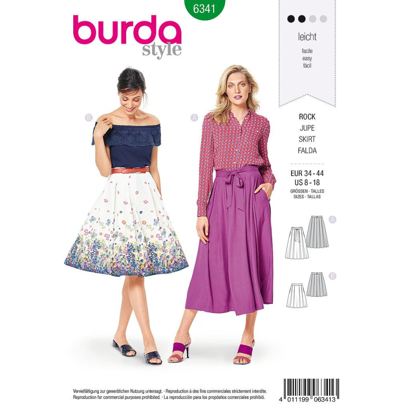 Patron Burda 6341 - Jupe pour femmes