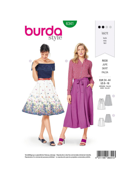 Patron Burda 6341 - Jupe pour femmes