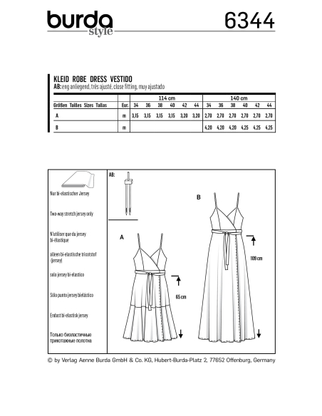 Patron Burda 6344 - Robe pour femmes