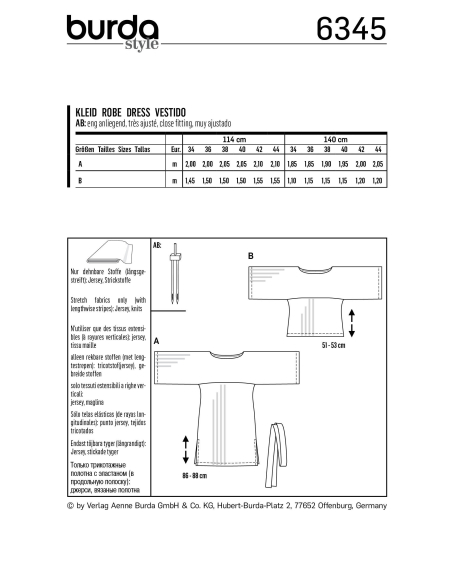 Patron Burda 6345 - Robe et t-shirt pour femmes
