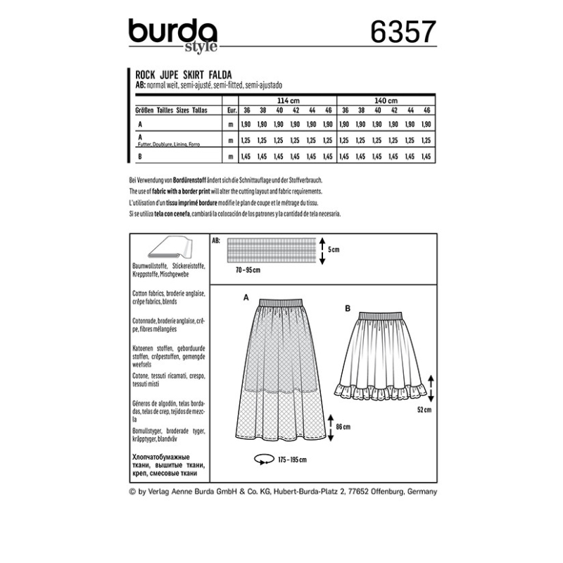 Patron Burda 6357 - Jupe dame