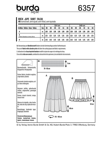 Patron Burda 6357 - Jupe dame