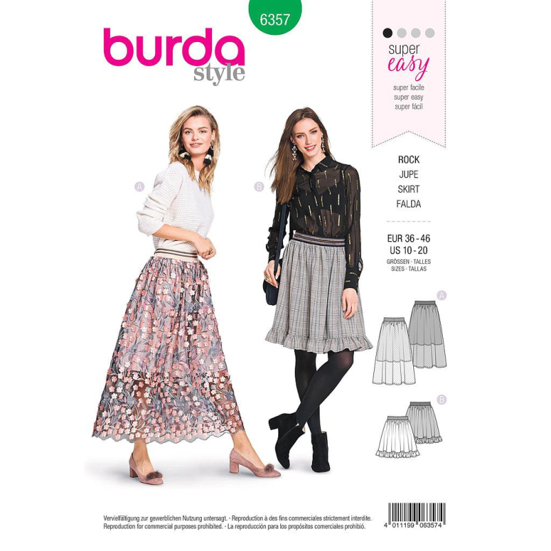 Patron Burda 6357 - Jupe dame