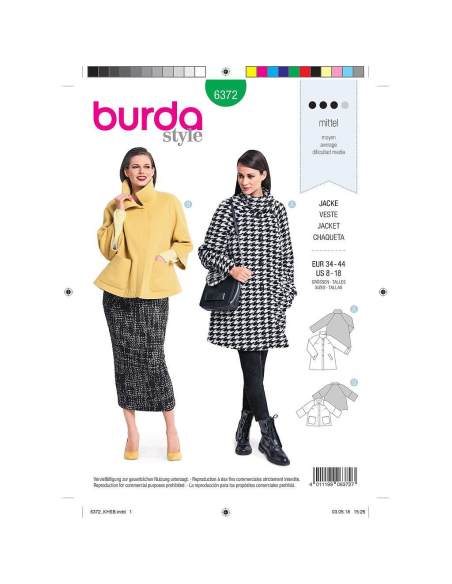 Patron Burda 6372 - Manteau pour dames