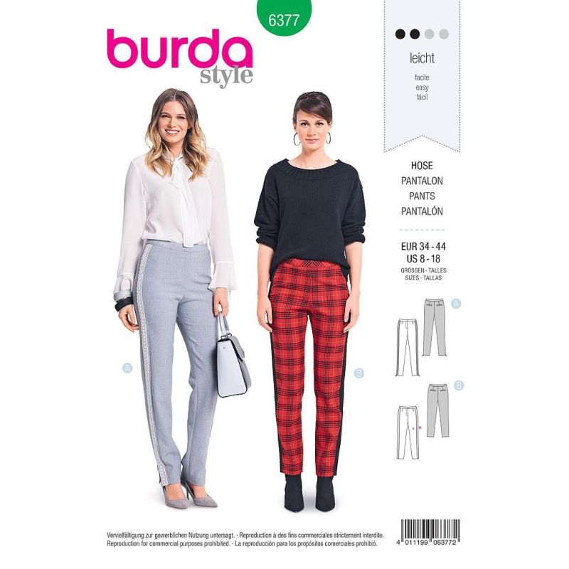 Patron Burda 6377 - Pantalon pour dames