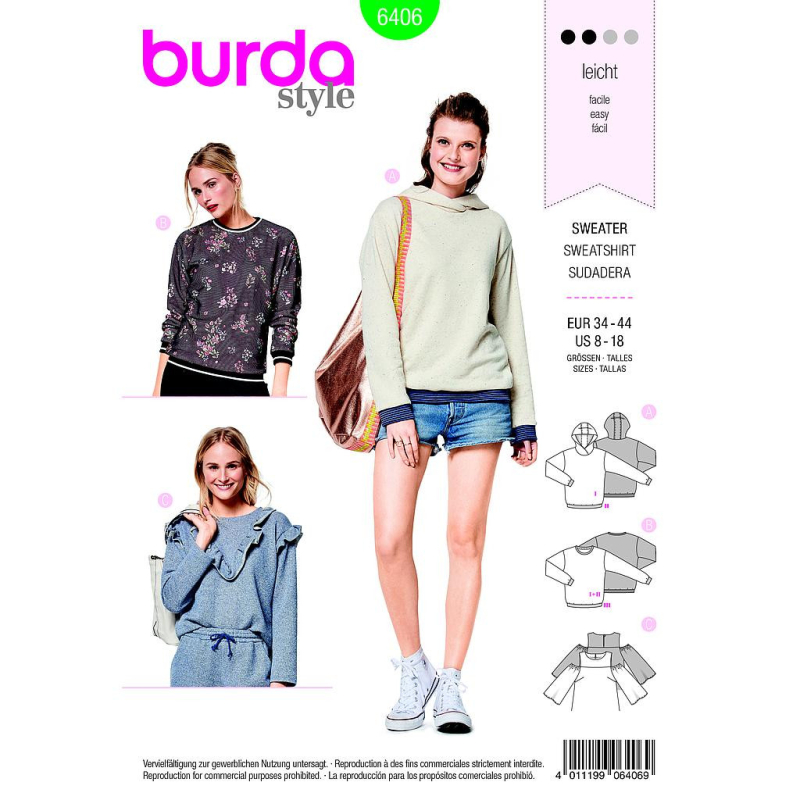 Patron Burda 6406 - Sweatshirt