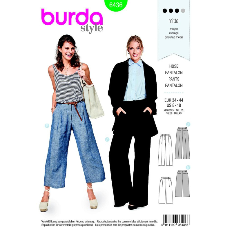 Patron Burda 6436 - Pantalon