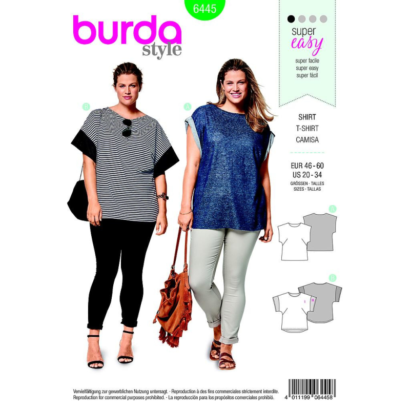 Patron Burda 6445 - T shirt