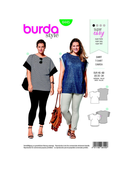 Patron Burda 6445 - T shirt