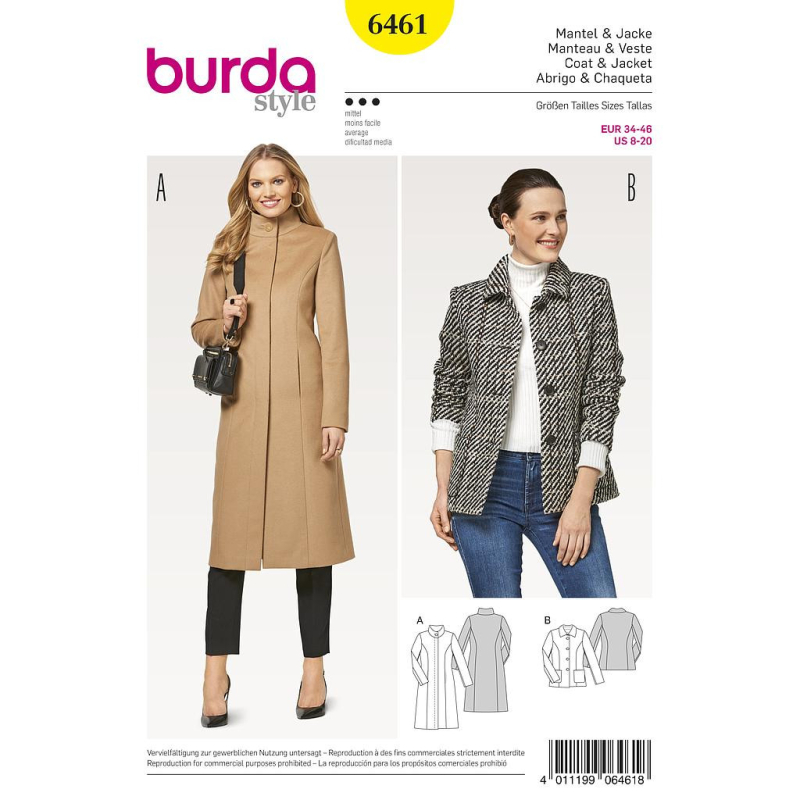 Patron Burda 6461 - Manteau et veste