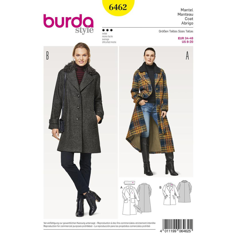 Patron Burda 6462 - Manteau