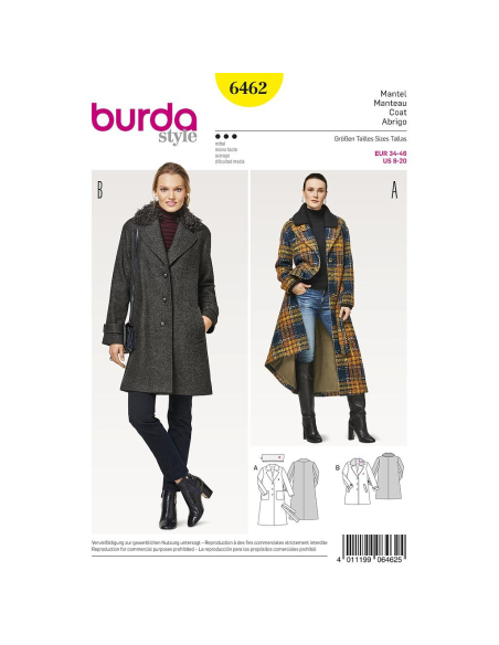 Patron Burda 6462 - Manteau
