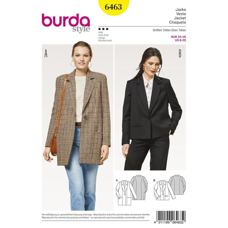 Patron Burda 6463 - Veste