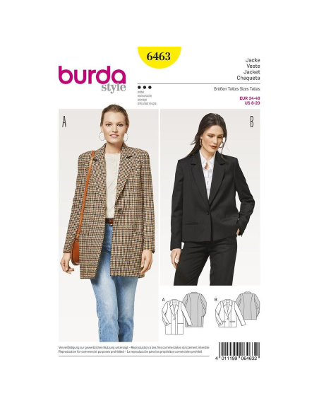 Patron Burda 6463 - Veste