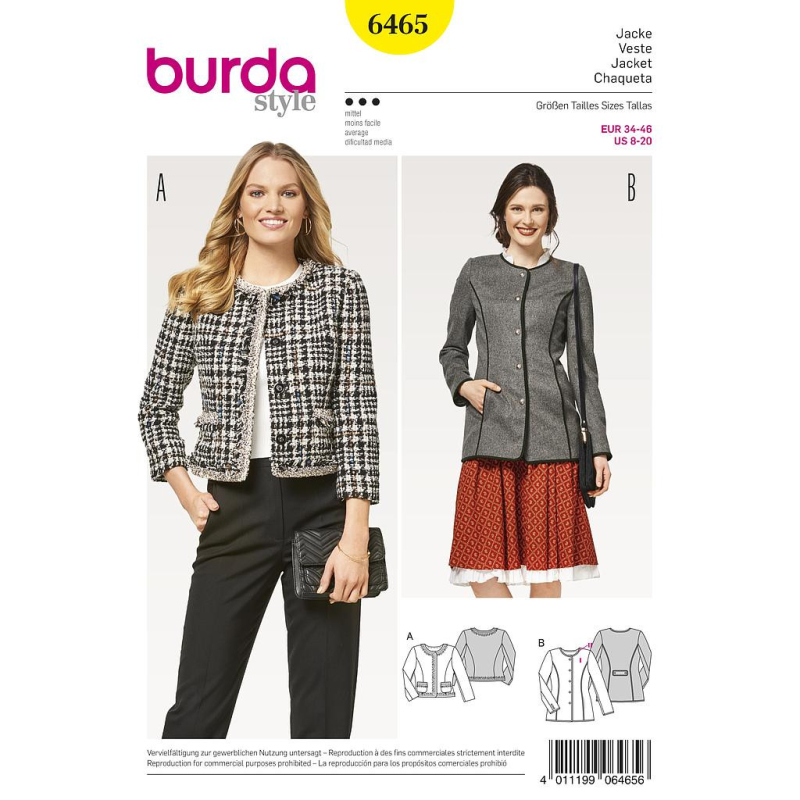 Patron Burda 6465 - Veste