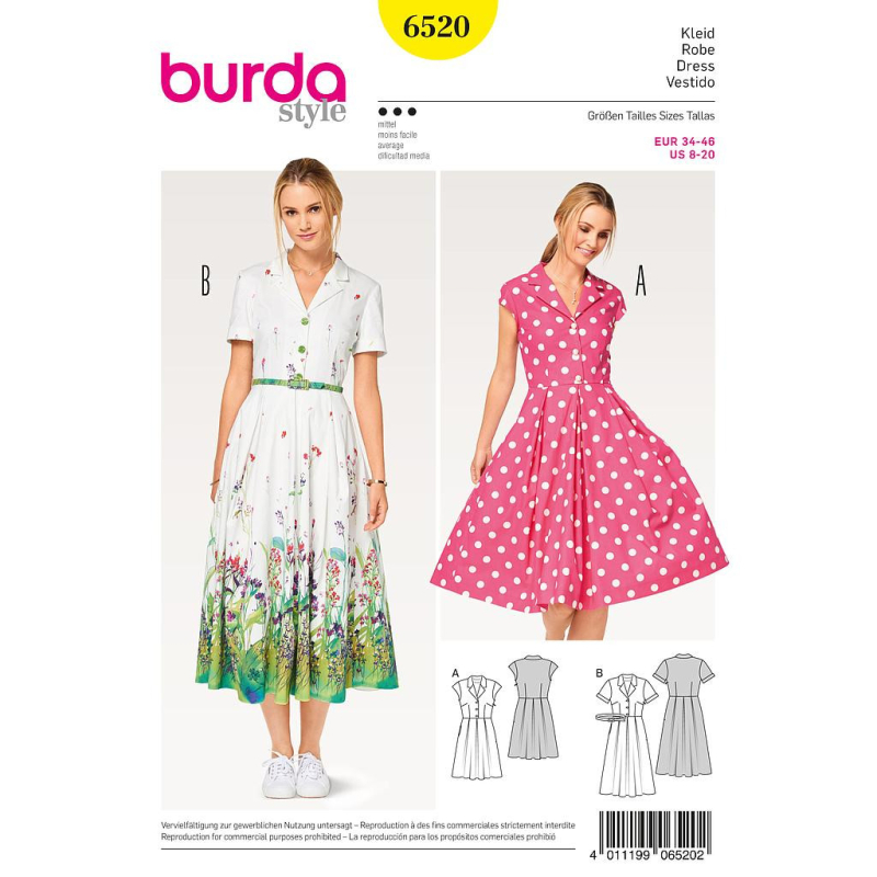 Patron Burda 6520 - Robe