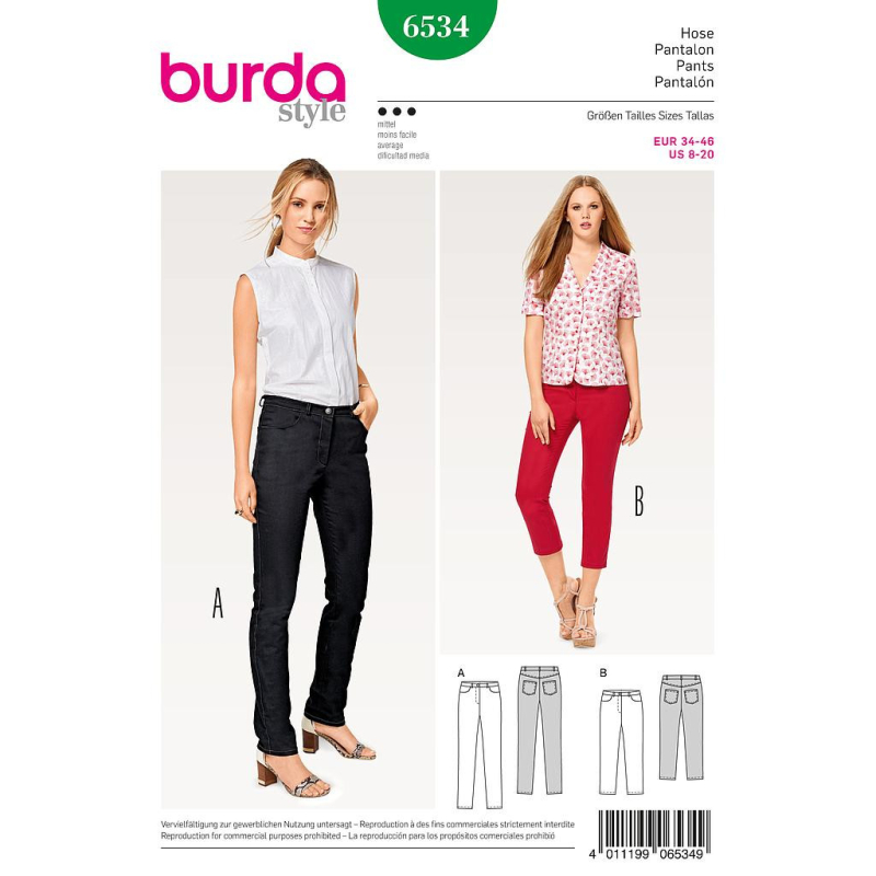 Patron Burda 6534 - Pantalon