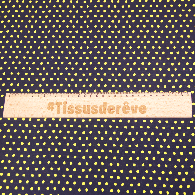 Javanaise imprimée à pois tachetés - Pois jaune fond marine