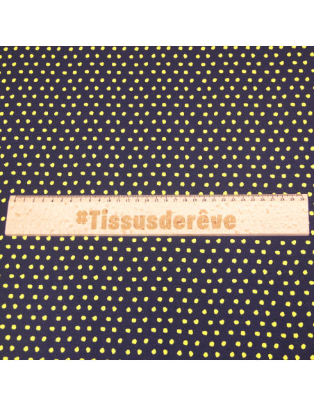 Javanaise imprimée à pois tachetés - Pois jaune fond marine