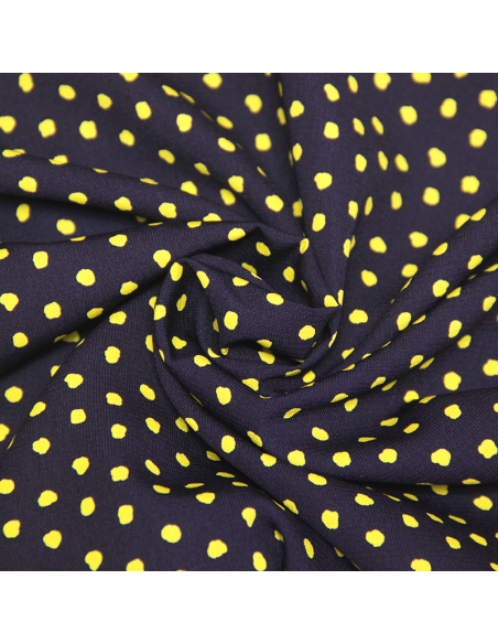 Javanaise imprimée à pois tachetés - Pois jaune fond marine
