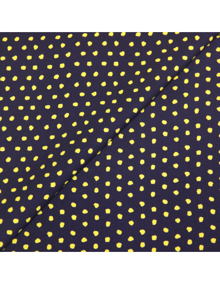 Javanaise imprimée à pois tachetés - Pois jaune fond marine