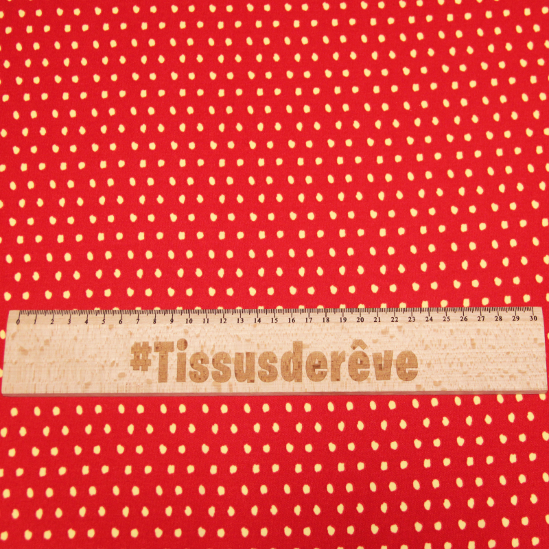 Javanaise imprimée à pois tachetés - Pois écru fond rouge