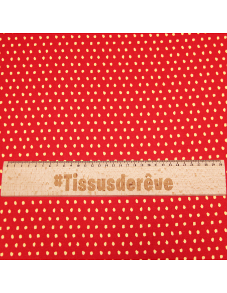 Javanaise imprimée à pois tachetés - Pois écru fond rouge