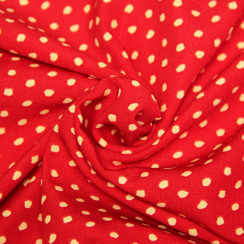 Javanaise imprimée à pois tachetés - Pois écru fond rouge