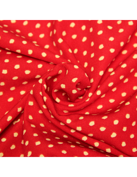 Javanaise imprimée à pois tachetés - Pois écru fond rouge