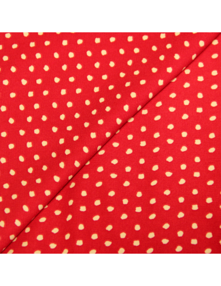 Javanaise imprimée à pois tachetés - Pois écru fond rouge