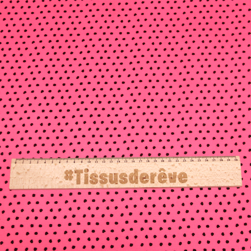 Javanaise imprimée à pois tachetés - Pois noir fond rose