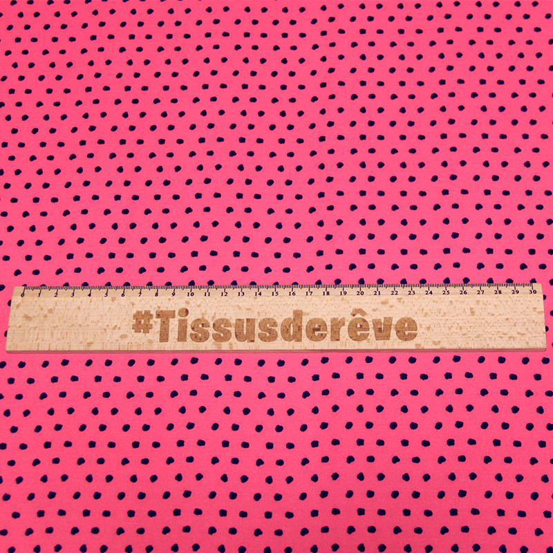 Javanaise imprimée à pois tachetés - Pois marine fond rose