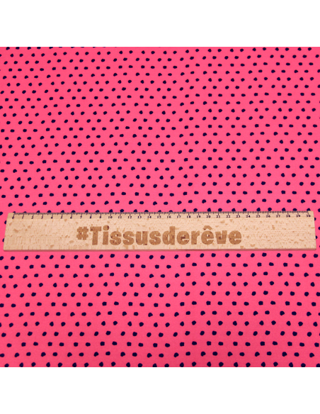 Javanaise imprimée à pois tachetés - Pois marine fond rose