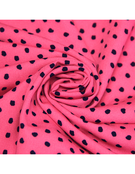 Javanaise imprimée à pois tachetés - Pois marine fond rose