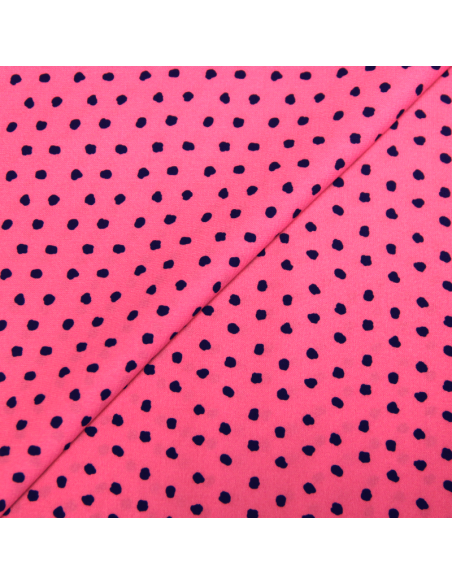 Javanaise imprimée à pois tachetés - Pois marine fond rose