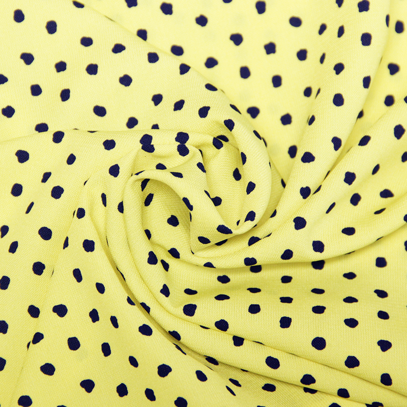Javanaise imprimée à pois tachetés - Pois marine fond jaune fluo