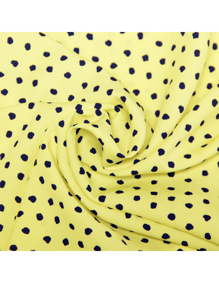 Javanaise imprimée à pois tachetés - Pois marine fond jaune fluo