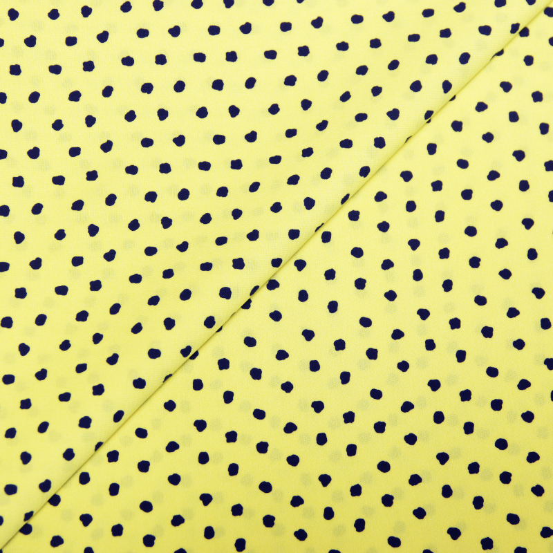 Javanaise imprimée à pois tachetés - Pois marine fond jaune fluo