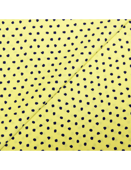 Javanaise imprimée à pois tachetés - Pois marine fond jaune fluo