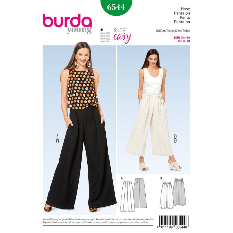 Patron Burda 6544 - Pantalon large