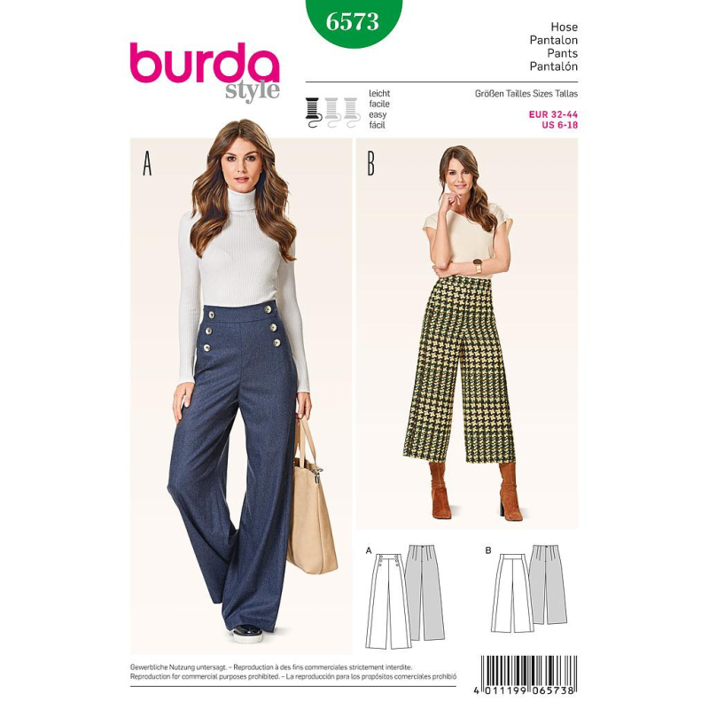 Patron Burda 6573 - Pantalon