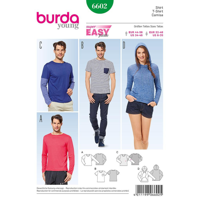 Patron Burda 6602 - T-Shirt