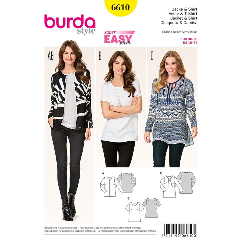 Patron Burda 6610 - Veste et t-shirt