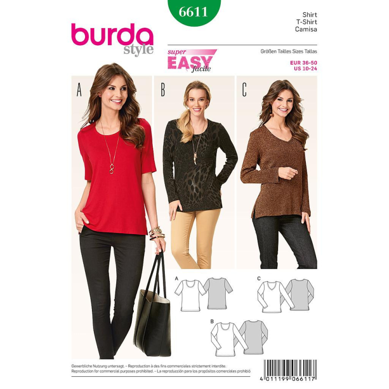 Patron Burda 6611 - T-Shirt