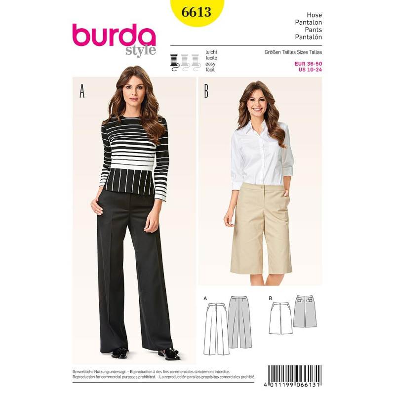 Patron Burda 6613 - Pantalon et bermuda