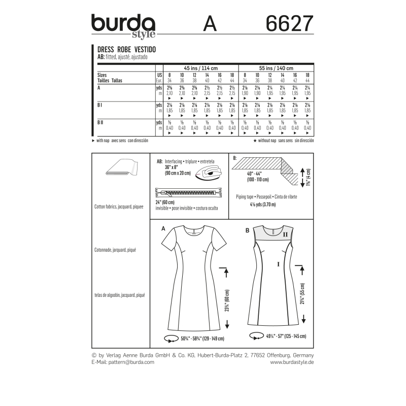 Patron Burda 6627 - Robe