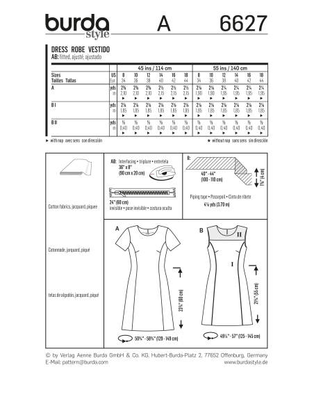 Patron Burda 6627 - Robe