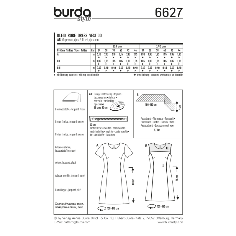 Patron Burda 6627 - Robe