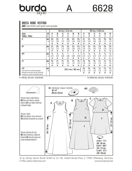 Patron Burda 6628 - Robe