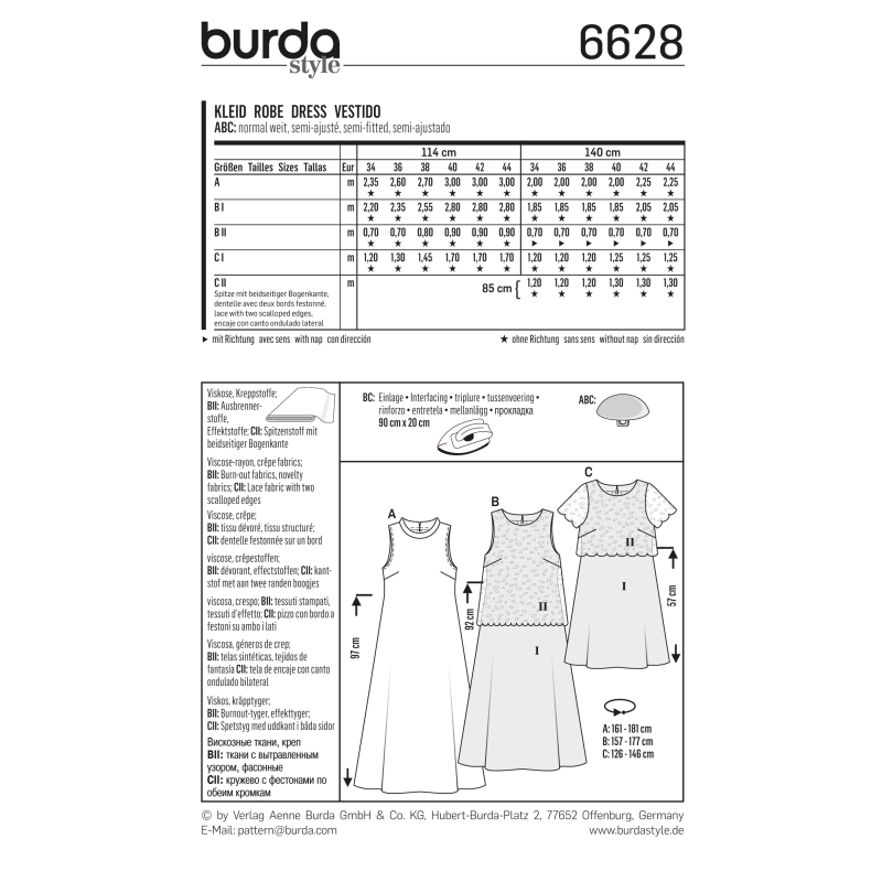 Patron Burda 6628 - Robe